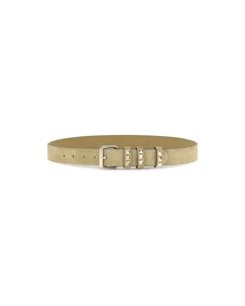 Valentino Garavani Women's Beige Suede Leather Regular Belt Beige