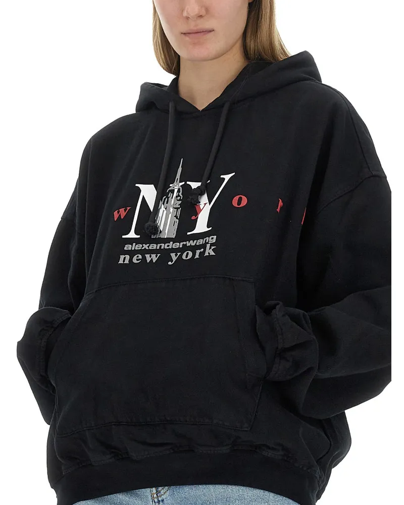 Alexander Wang Oversized Logo Sweatshirt — Black Black