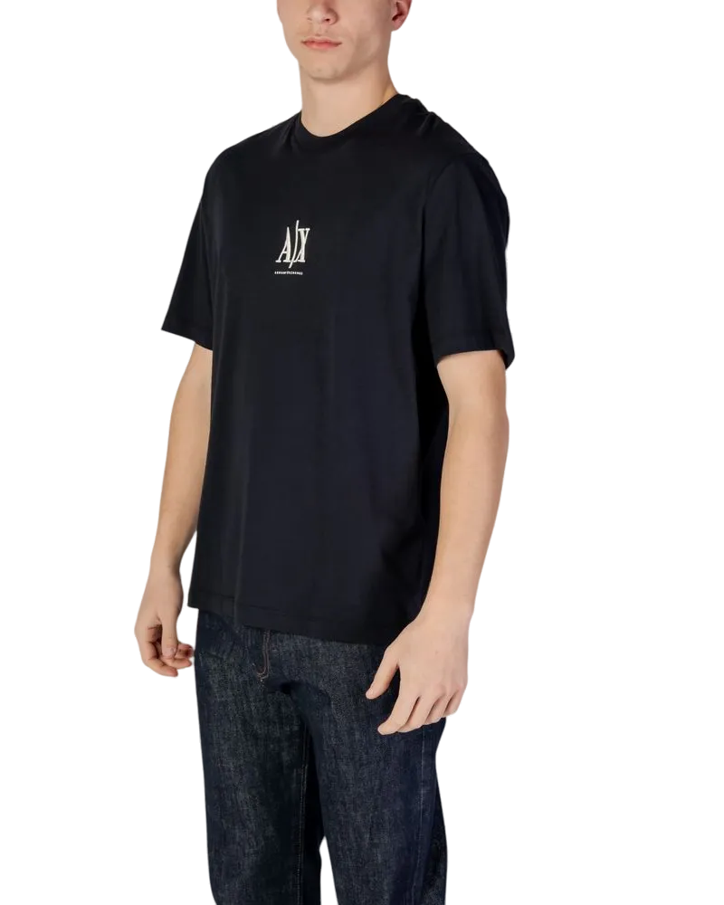 Armani Exchange Logo-Embroidered Cotton T-Shirt — Black Black