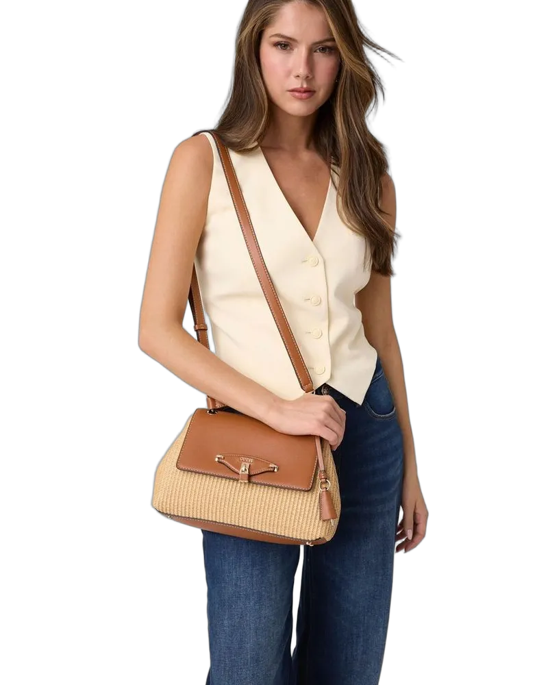 Guess Women's Shoulder Bag Natural-Caramel Polypropylene Polyester Acrylic Shoulder-bags Beige