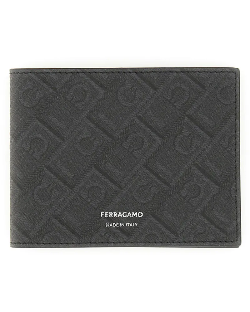 Ferragamo Monogram Calf Leather Wallet — Black Black