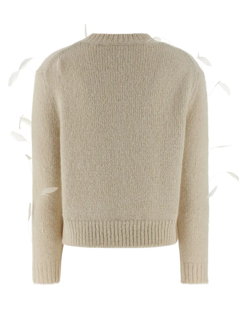 Jil Sander Feather-Appliqué Alpaca-Wool Sweater — cream Cream