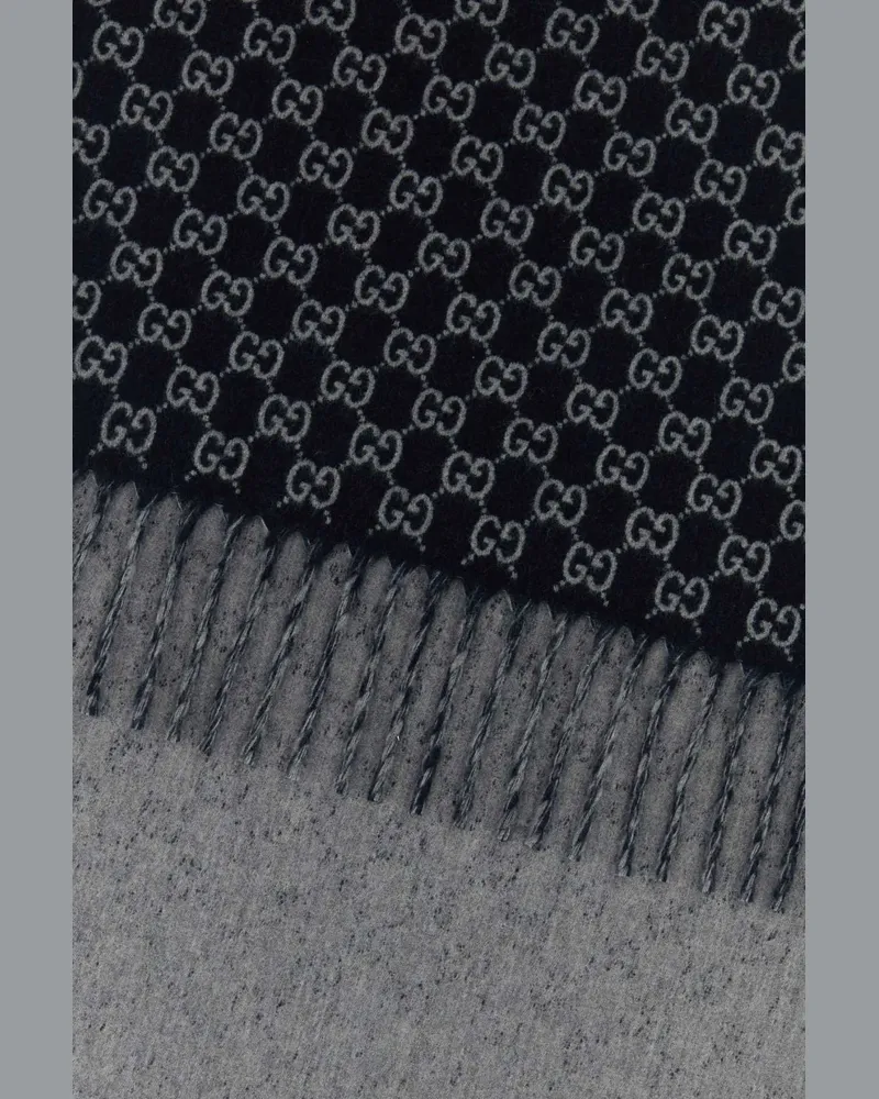 Gucci Men's Embroidered Wool Blend Scarf Mnightbllgrey Textile Sciarpe E Foulard Scarfs Navy