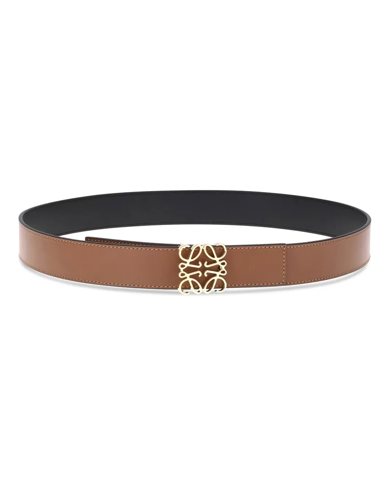 Loewe Men's Belt Reversible Leather Tan-Black-Gold Calf Tan/black/gold 