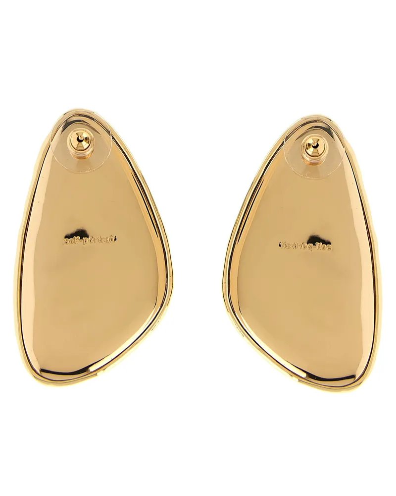 Self-Portrait Hammered Gold Crystal Earrings — Gold Gold