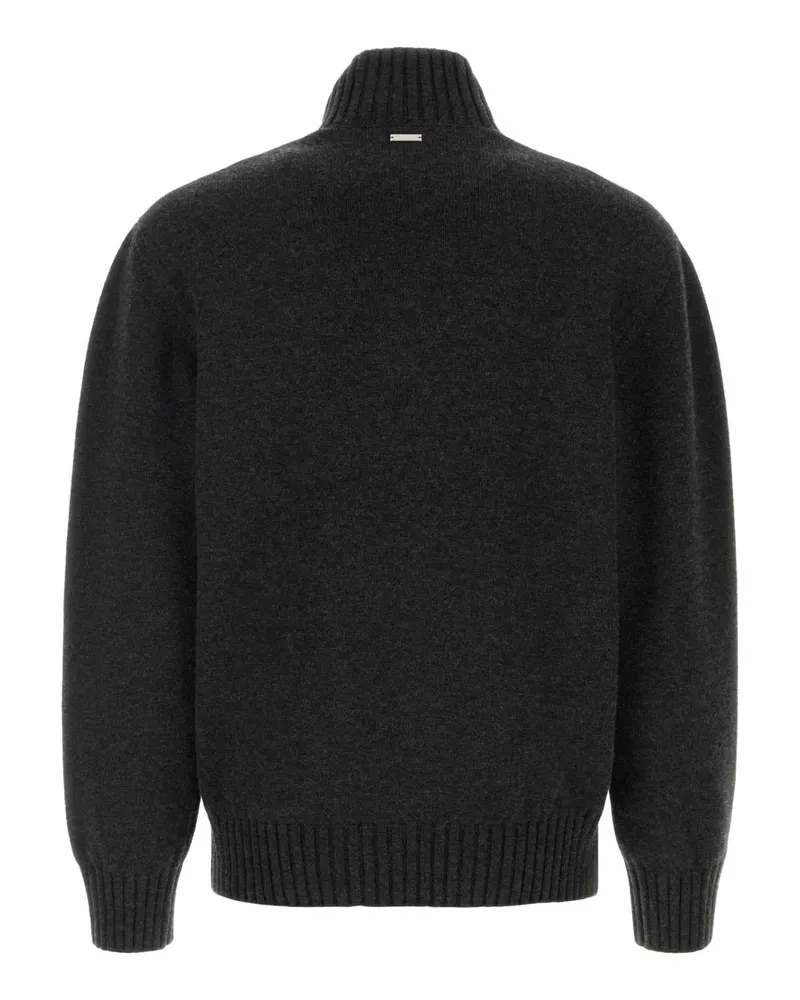 Ferragamo Men's Slate Cashmere Blend Sweater Leadgreymelange Ws-Pa-Pu Maglie Gray
