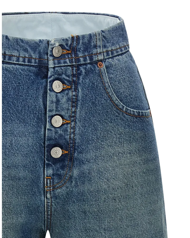Maison Margiela Women's Blue Cotton Straight-Leg Jeans Clothing Blue