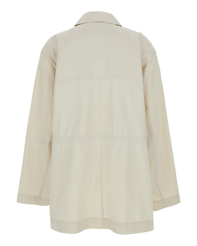 Totême Collared Drawstring Coat — White White