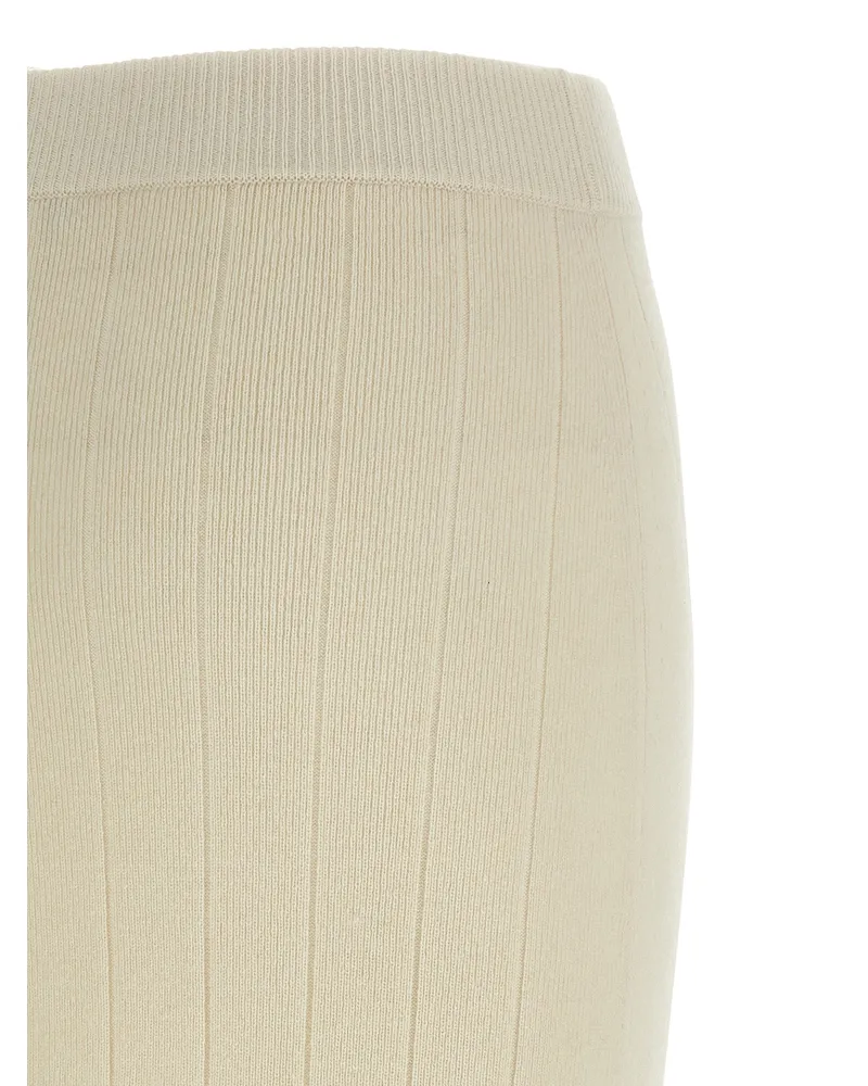 Max Mara Women White Cashmere Midi Skirt White