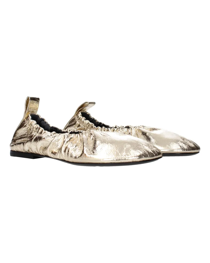 Jil Sander Metallic Leather Ballet Flat — Gold Gold