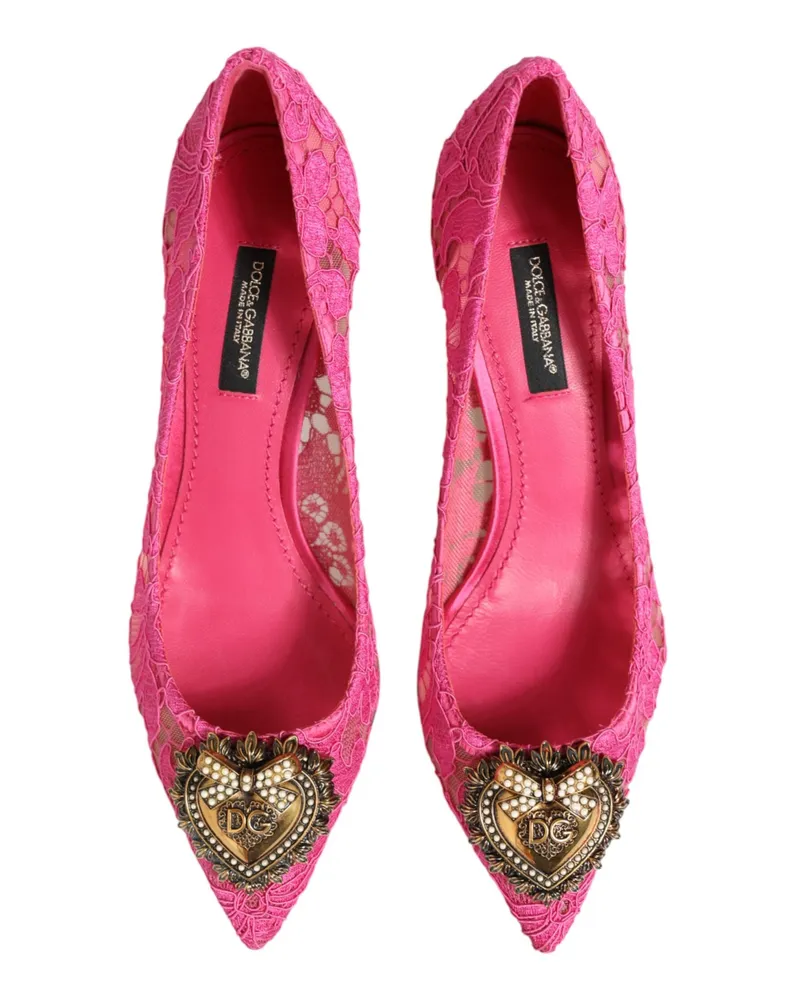 Dolce & Gabbana Women's Pink Taormina Lace Devotion Pumps Shoes Co+pa+se+vi Pink