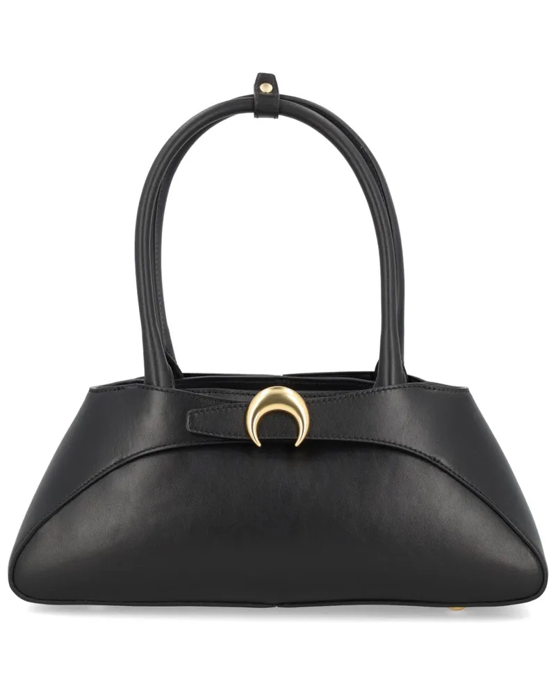 Marine Serre Women's Aurora Baguette Bag Black Cow Leather Handbags Hand Black