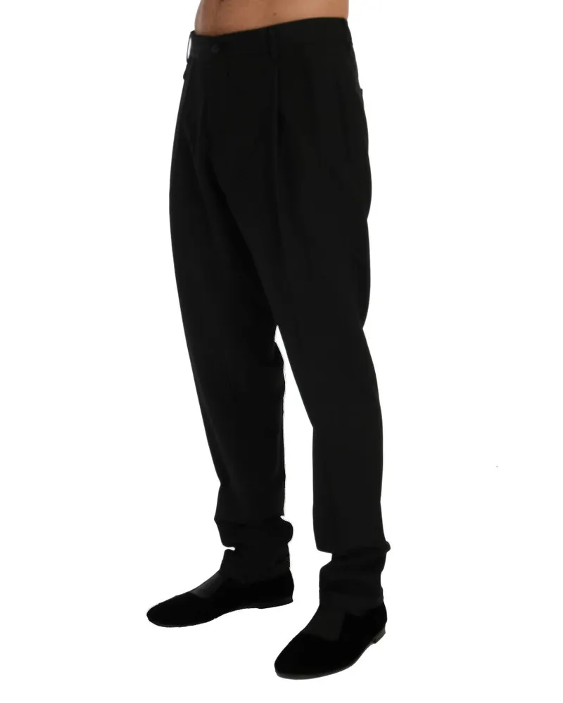 Dolce & Gabbana Men's Black Striped Wool Stretch Pants Black