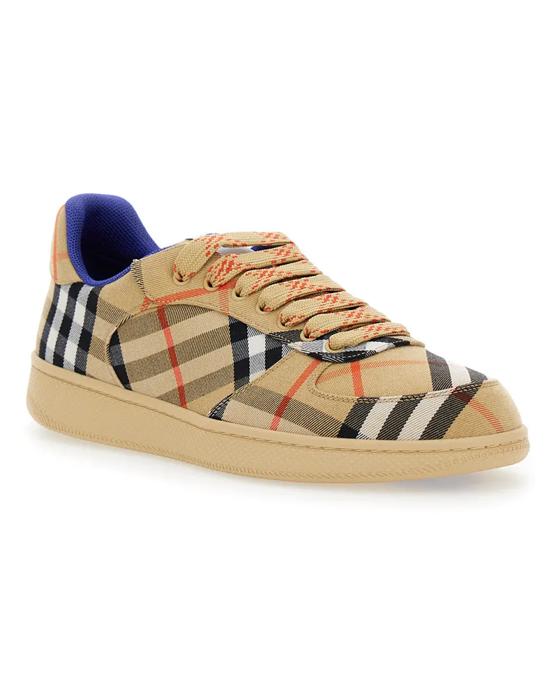 Burberry Men's Low-Top Sneakers Beige Polyester Cotton Trainers Beige