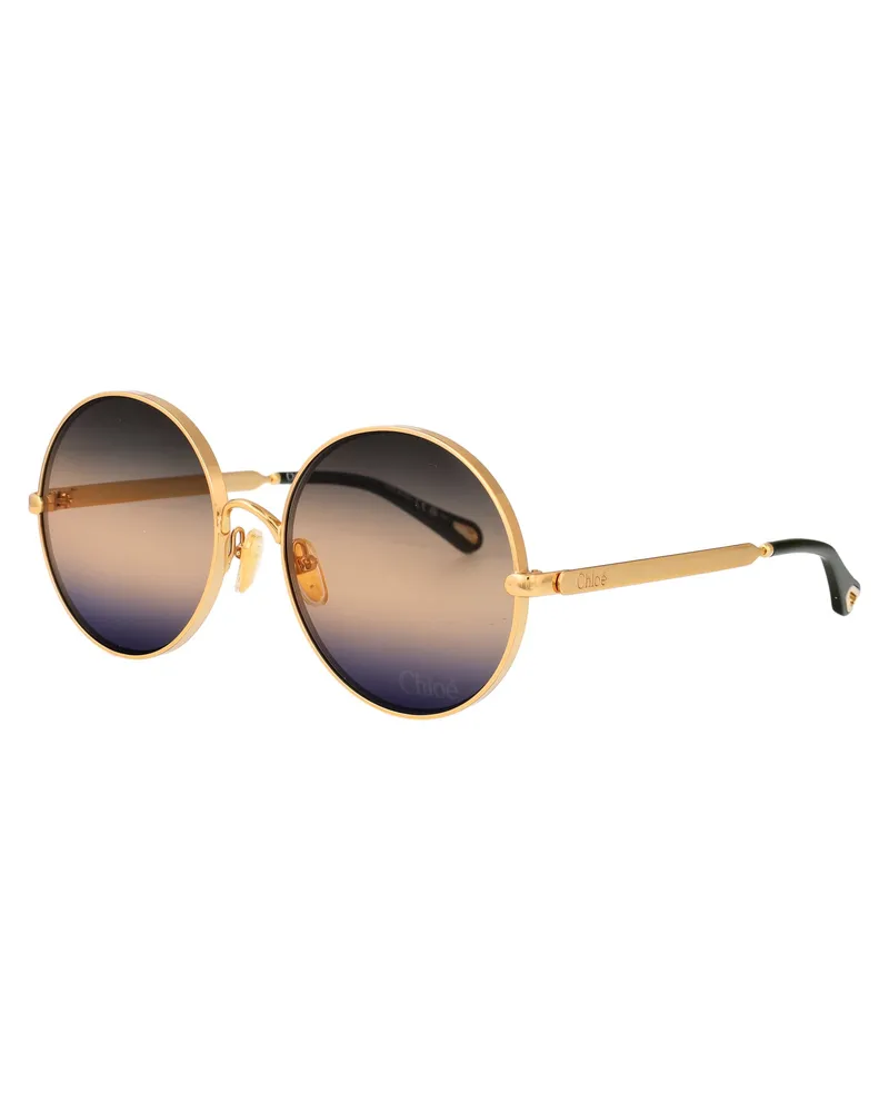 Chloé CH0321S Round Metal Frame Sunglasses — Gold Gold