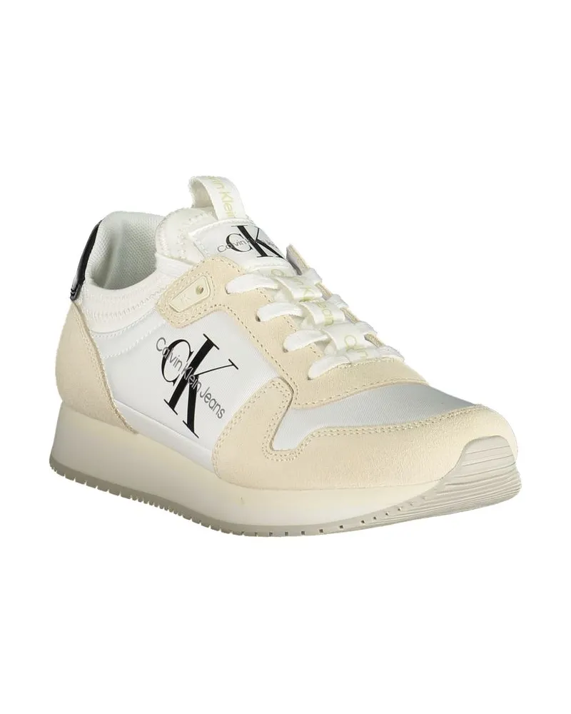 Calvin Klein Mixed-Material Low-Top Sneaker — White White