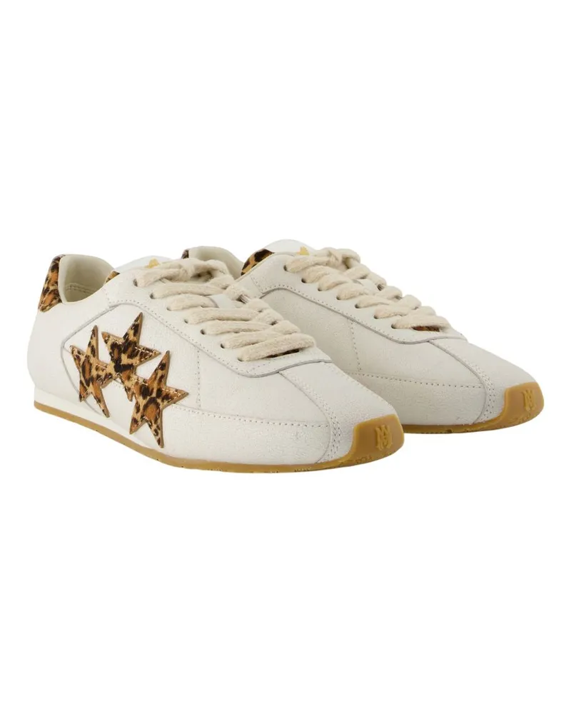 Amiri Women's Leopard Pacific Flat Sneakers -  Leather White-Beige Cowhide Shoes White