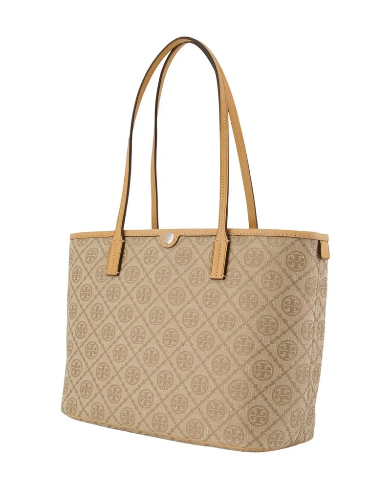 Tory Burch Women's T-Monogram Small Zip Shopper Bag -  Leather Beige Calfskin Totes-Shopping-Bags Beige