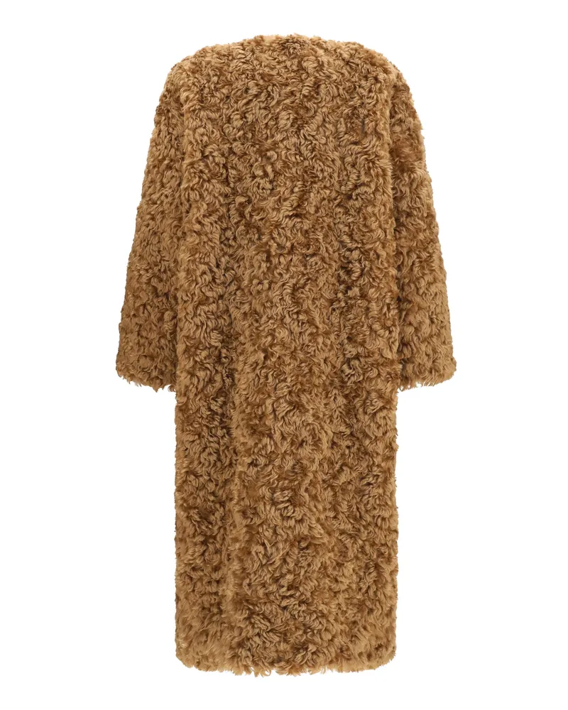Kristina Ti Women's Long Plush Coat Champagne Polyester 