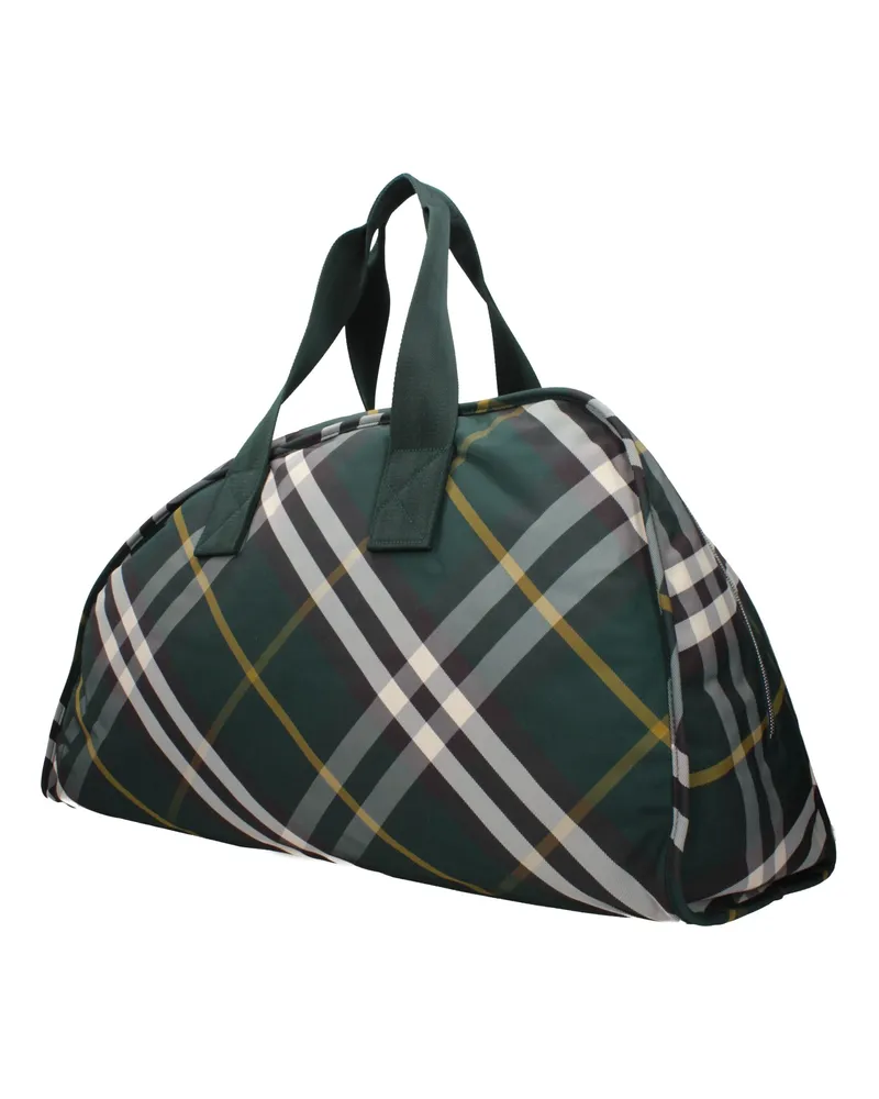Burberry Men's Green Fabric Luggage And Travel Bag Green