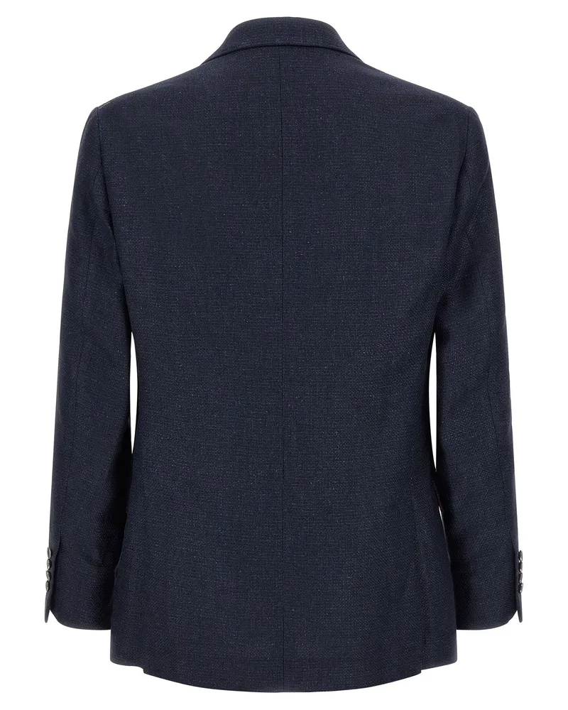 Brunello Cucinelli Silk, Linen and Wool Hopsack Pant Suit — Charcoal Charcoal