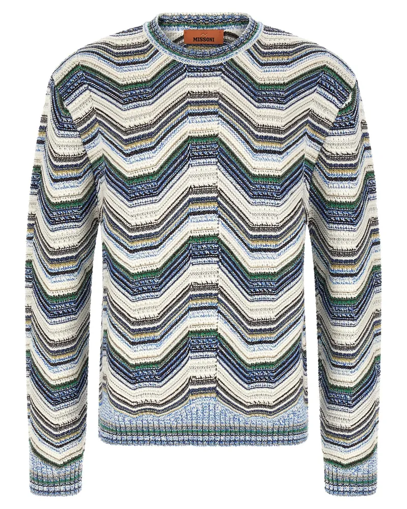 Missoni Geometric Zigzag Pattern Sweater — Cream Multi