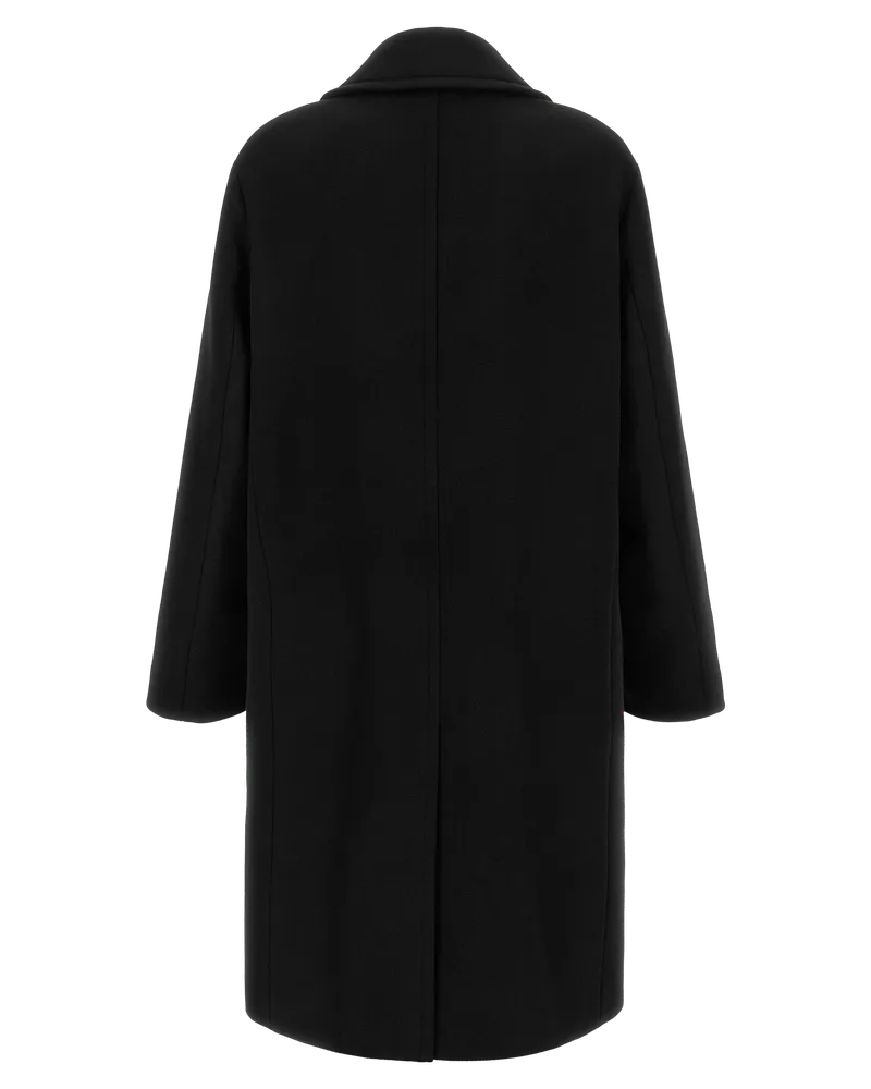 Fendi Virgin Wool Double-Breasted Coat — Black Black