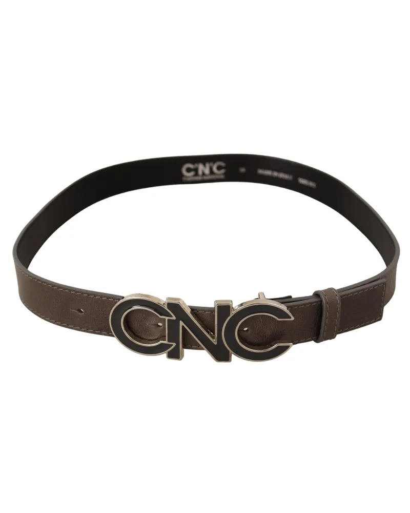 CoSTUME NATIONAL Women's Brown Letter Logo Buckle Belt Brown