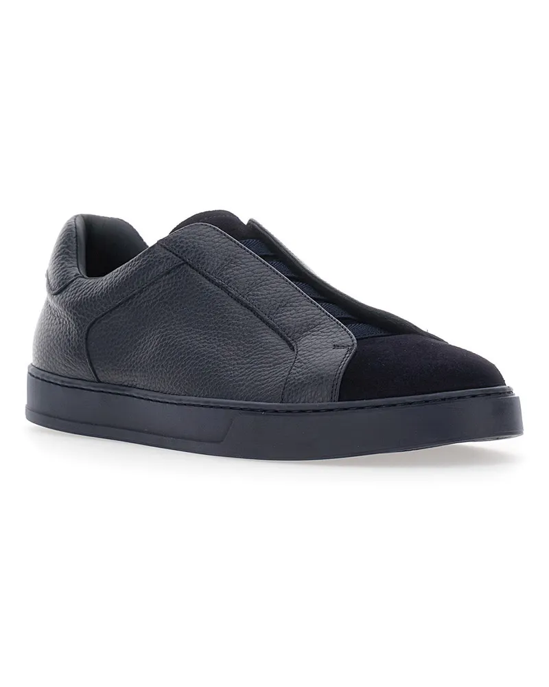 Doucal´s Men's Sneakers Spencer Blue Calfskin Trainers Blue