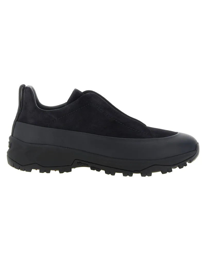 Ermenegildo Zegna Triple Stitch Monte Sneaker — Black Black