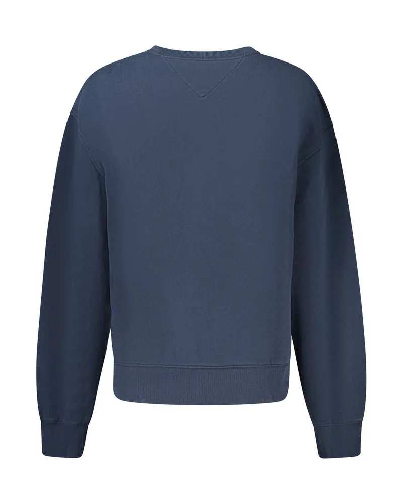 Tommy Hilfiger Logo-Embroidered Cotton Sweatshirt — Blue Blue