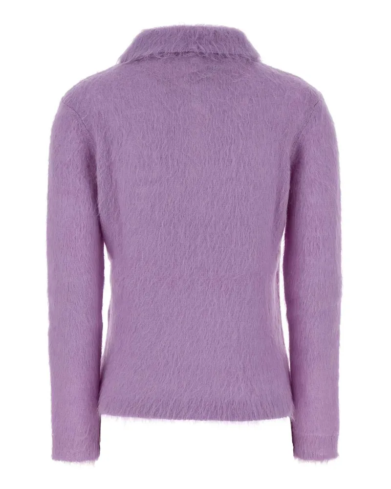 Chloé Women Wool-Blend With Embroidered Collar Polo Shirt Purple Nylon Purple