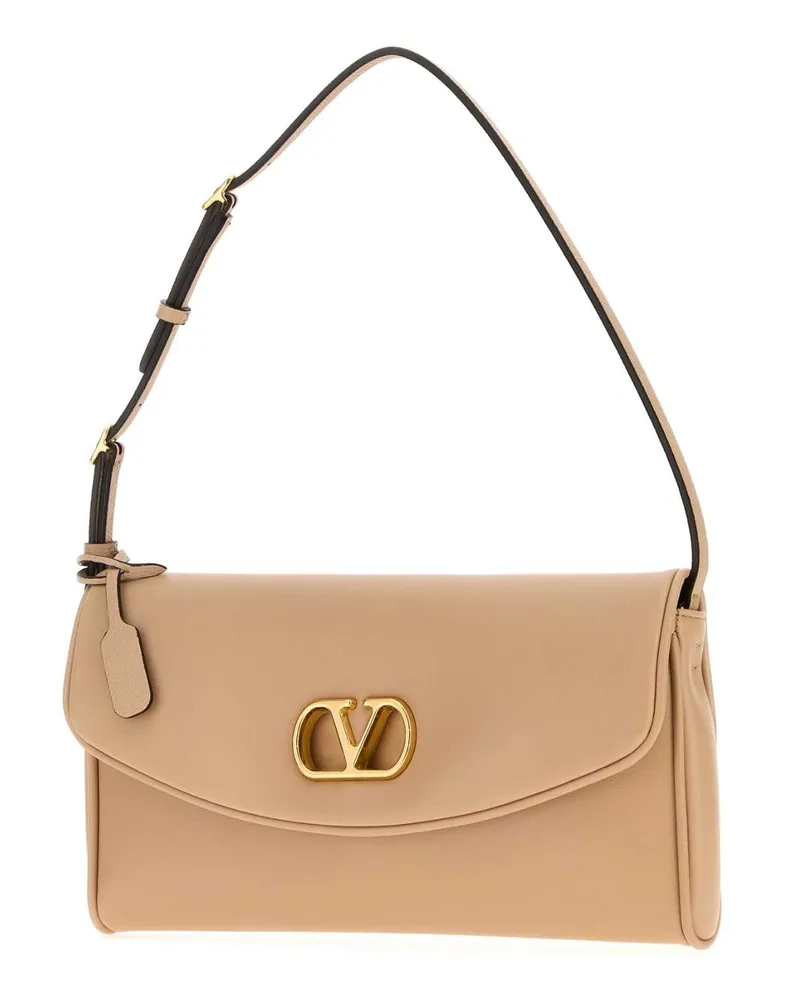Valentino Garavani Nappa Leather Shoulder Bag — Beige Beige