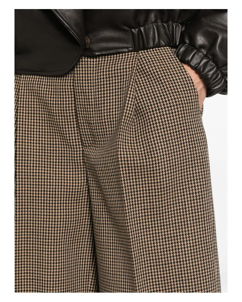 Seafarer Houndstooth Merino Wool Trousers — Brown 