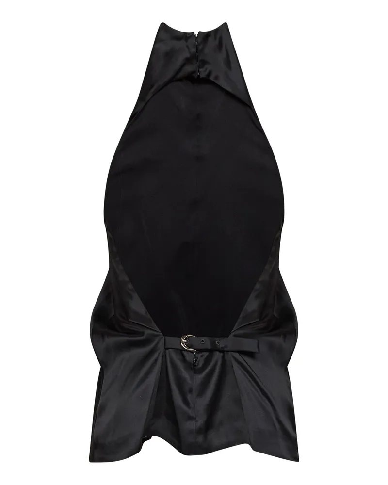 KHAITE Women's Halter Neck Top Rone Black Satin Silk Tops Black