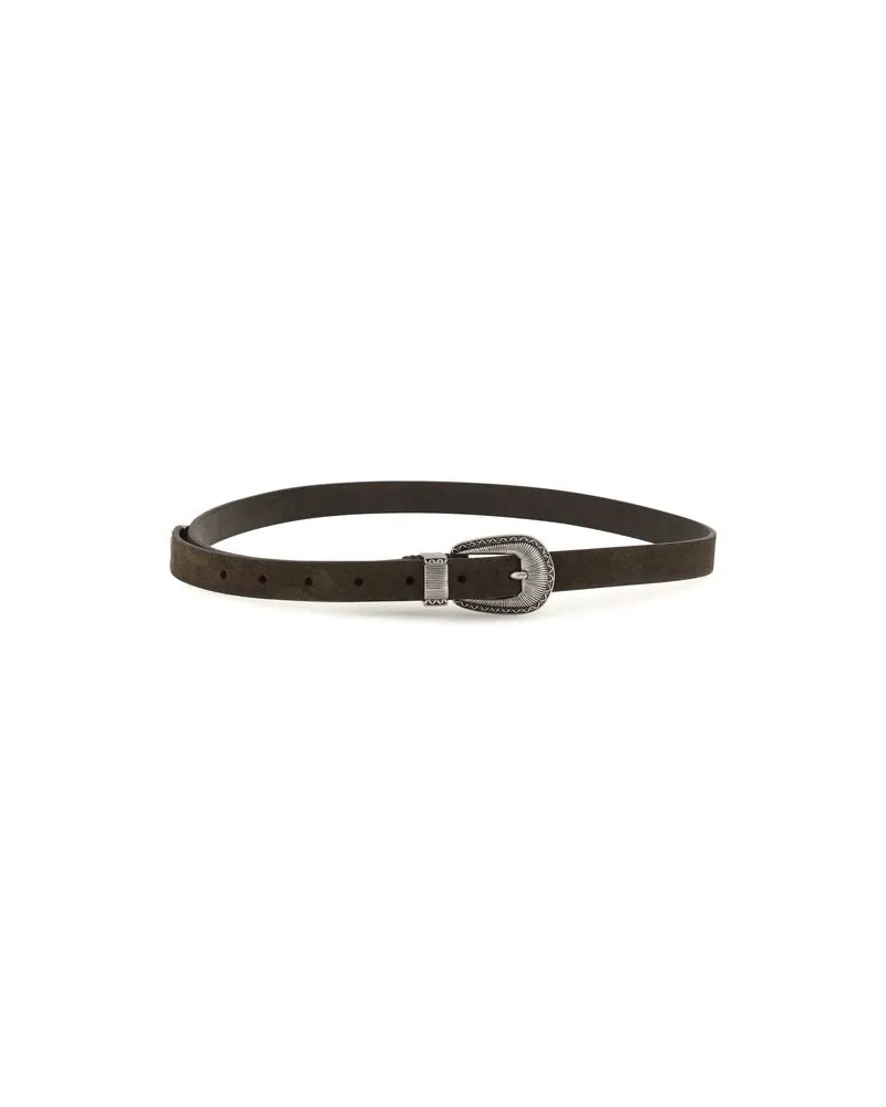 Brunello Cucinelli Suede Leather Belt — Brown Brown