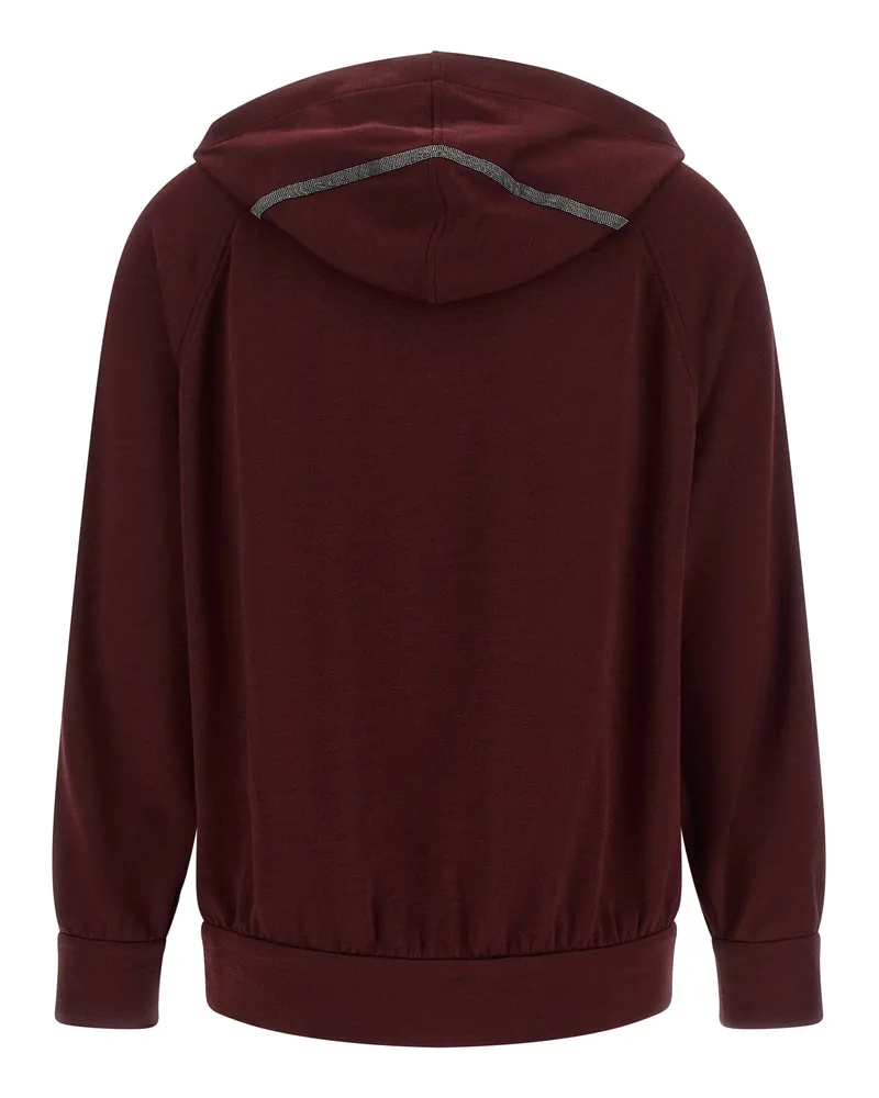 Brunello Cucinelli Raglan Cotton-Blend Hoodie — Burgundy Burgundy