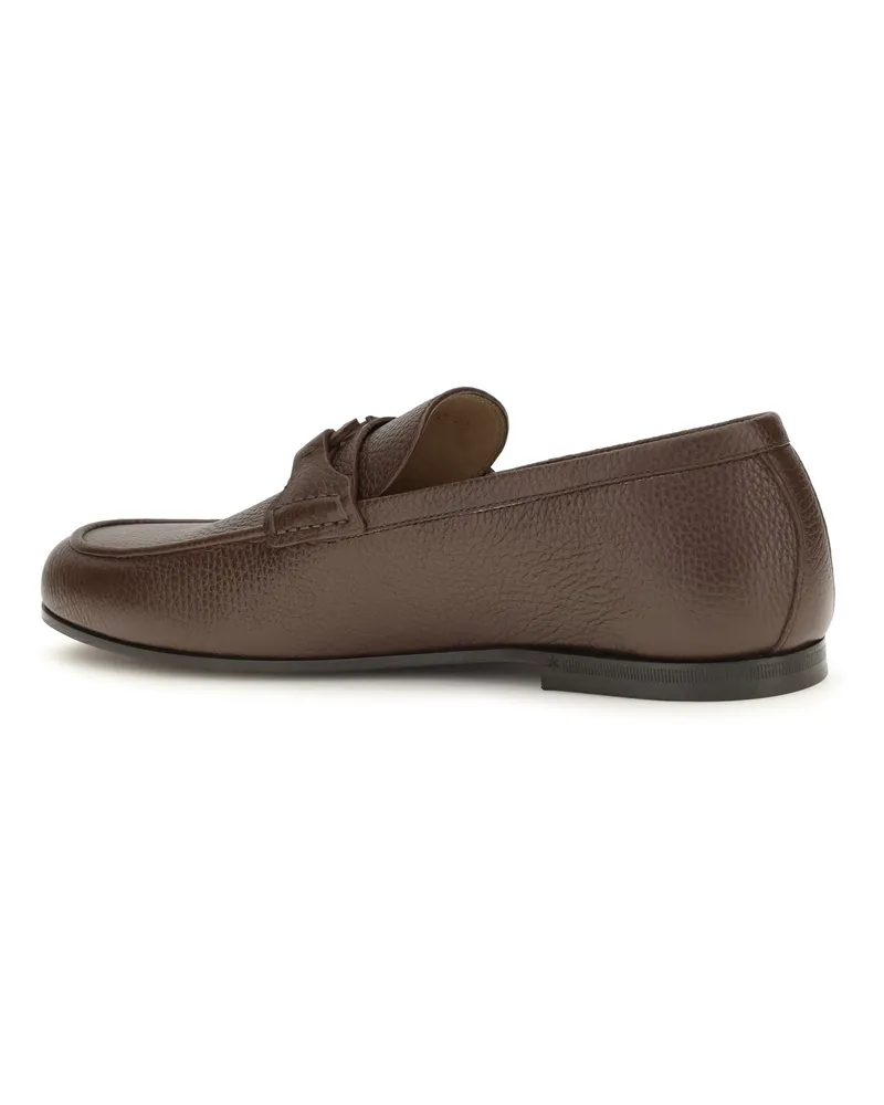 Valentino Garavani Men's Loafers Vlogo Signature Light Coffee Deer Leather Brown