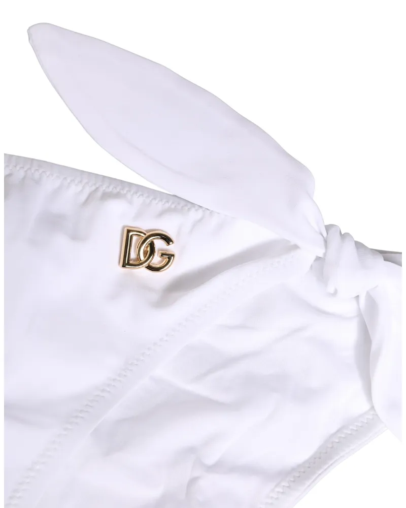 Dolce & Gabbana Women White Nylon Dg Logo Plaque Bikini Bottom Swimwear Elastane Clothing White