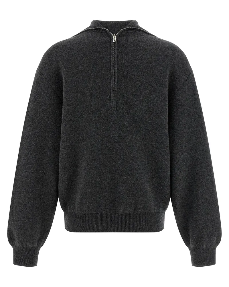 Balenciaga Back-to-Front Wool Knit Sweater — charcoal Charcoal