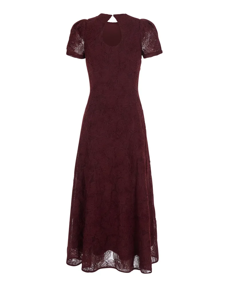 ROTATE Birger Christensen Women's Long Dress Burgundy Recycled Polyester Burgundy