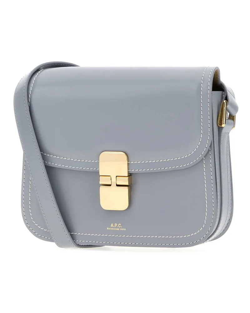 A.P.C. Women's Powder Light-Blue Leather Small Grace Crossbody Bag Bleuacier Borse A Mano Gray