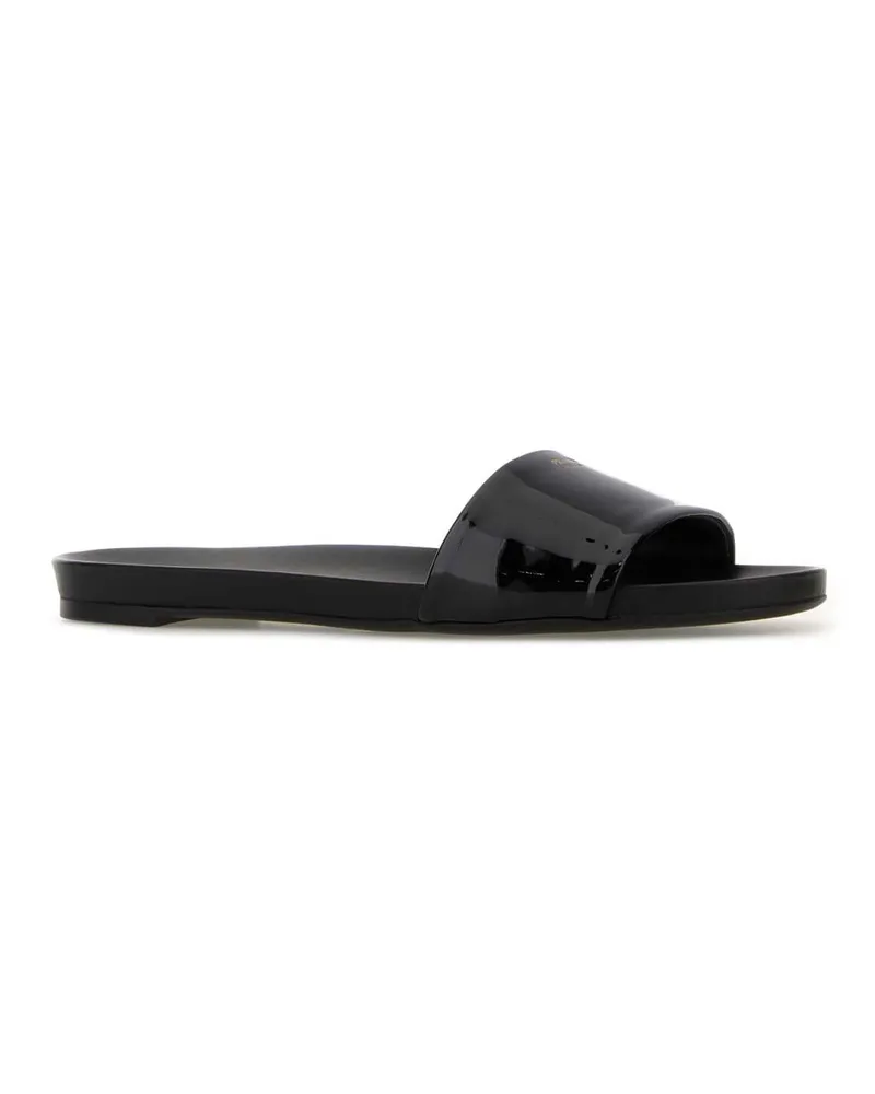Prada Women's Black Leather Slippers Nero Flat Shoes Black