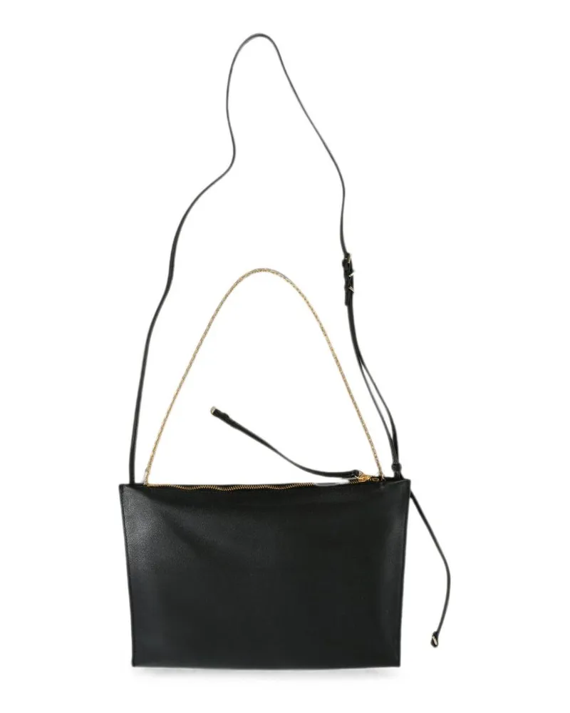 Givenchy Chain-Link Gold-Tone Leather Clutch — Black Black