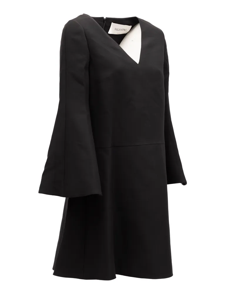 Valentino Garavani Women's Black V-Neck Dress With Flared Sleeves Black
