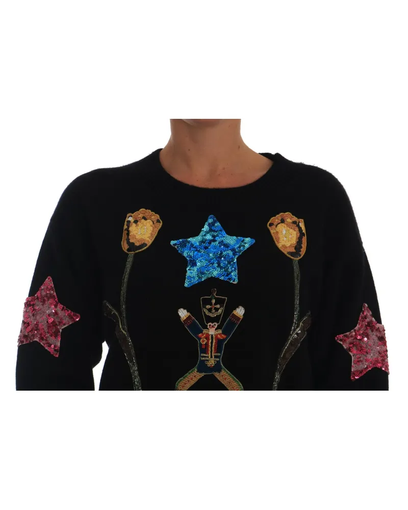 Dolce & Gabbana Women's Fairy Tale Crystal Black Cashmere Sweater Clothing Black