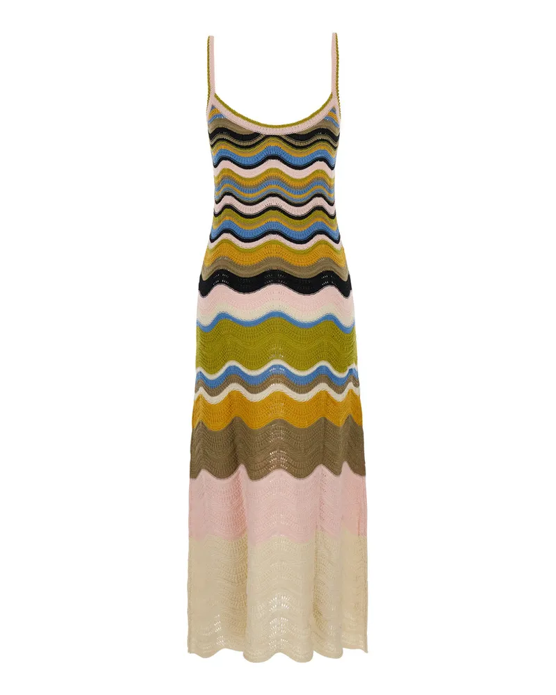 La DoubleJ Women's Chevron Sundress Multicolour Tech Fabric Polyester Dress Multicolor