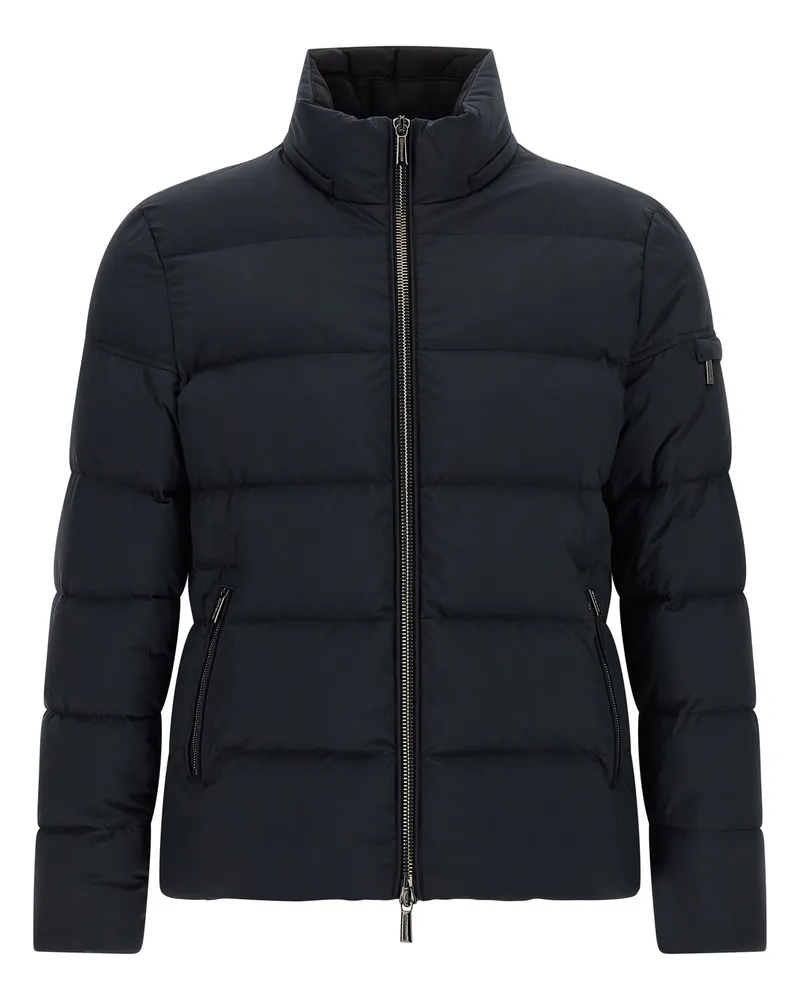 MOORER Men's Blue Wool Bomber Clothing Black
