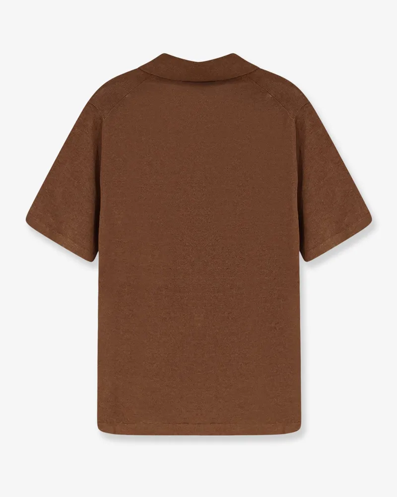Alpha Studio Men's Polo Shirt Linen-Cotton Brown T-shirts And Polos Brown