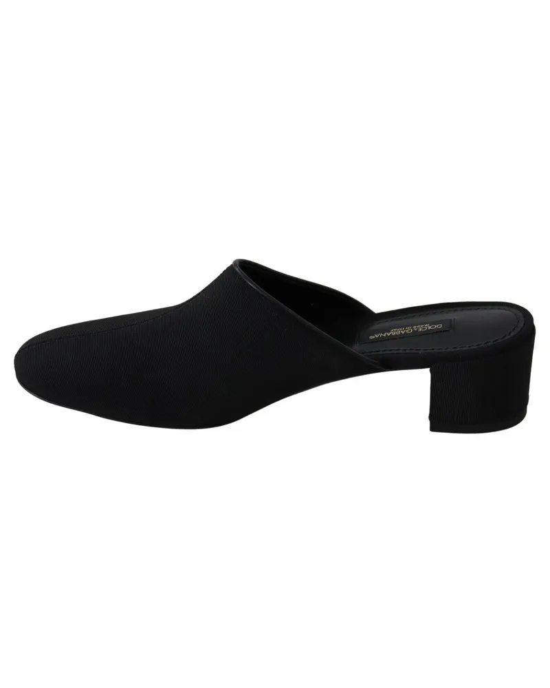 Dolce & Gabbana Black Grosgrain Slides Sandals Women Shoes Viscose Leather Black